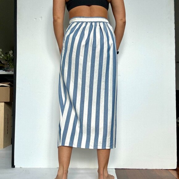 Madewell Striped Overlap Midi Skirt - Picture 3 of 10